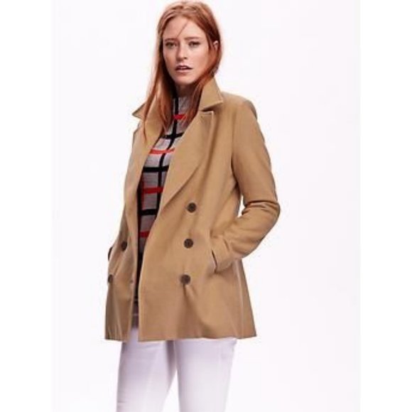 Old Navy Tan Pea Coat for Women - Picture 1 of 10